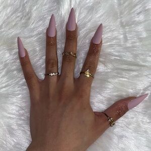 10pc Long Stiletto Matte Mauve with Pink Shimmer Bottoms Press on Nails